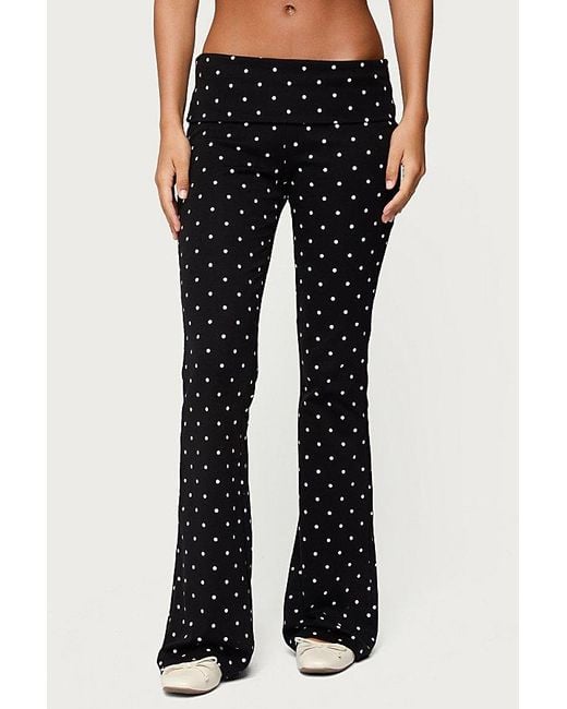 Edikted Blue Daliya Polka Dot Fold Over Pants