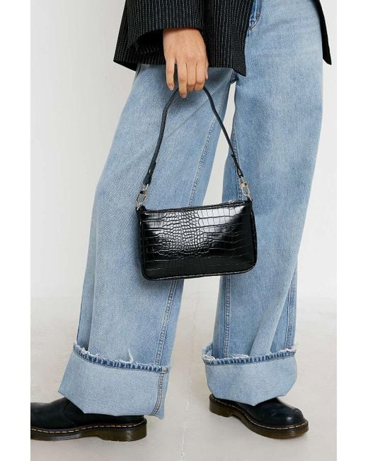 Urban Outfitters Black Uo Croc '90s Shoulder Bag