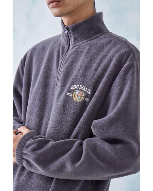 BDG Purple Crest Fleece Mock Neck Sweatshirt for men