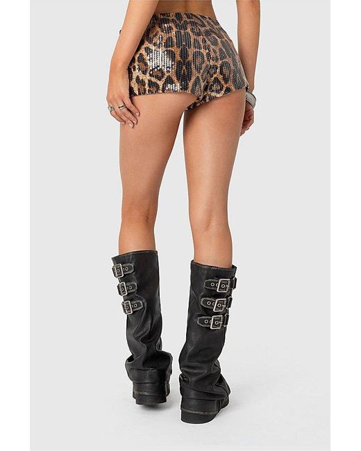 Edikted Black Sequin Printed Micro Shorts