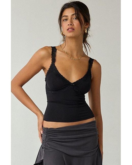 Out From Under Black Lace Trim Soft Touch Cropped Cami