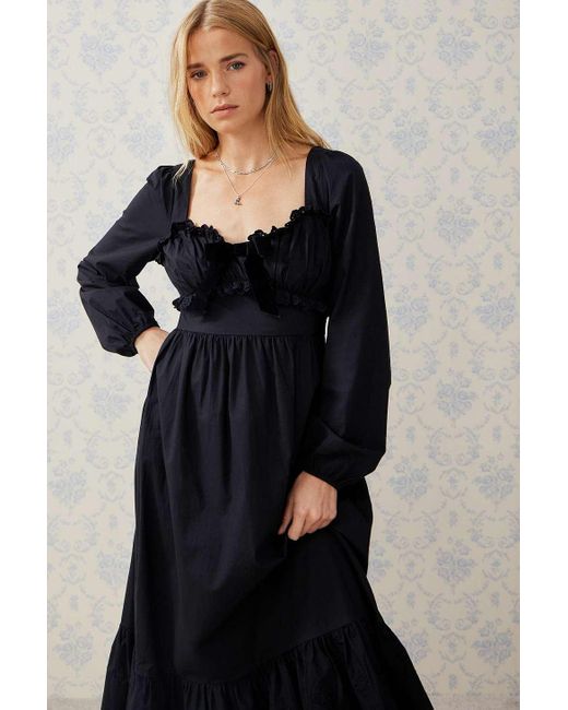 Kimchi Blue Black Wanda Broderie Midi Dress