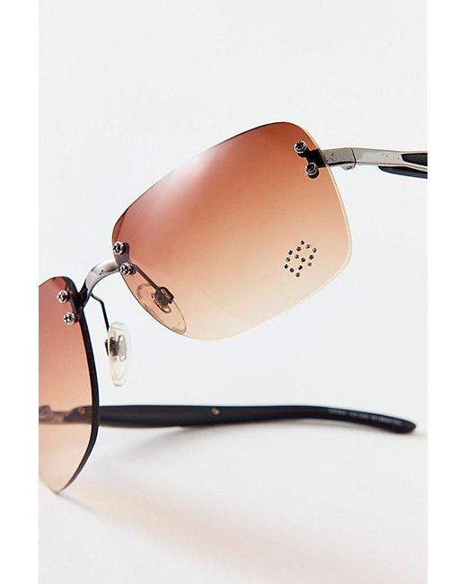 Vintage & ReMADE by UO Brown Vintage By Uo Double Diamond Sunglasses