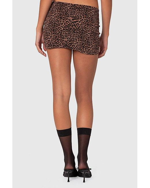 Edikted Black Edin Leopard Print Mesh Mini Skirt