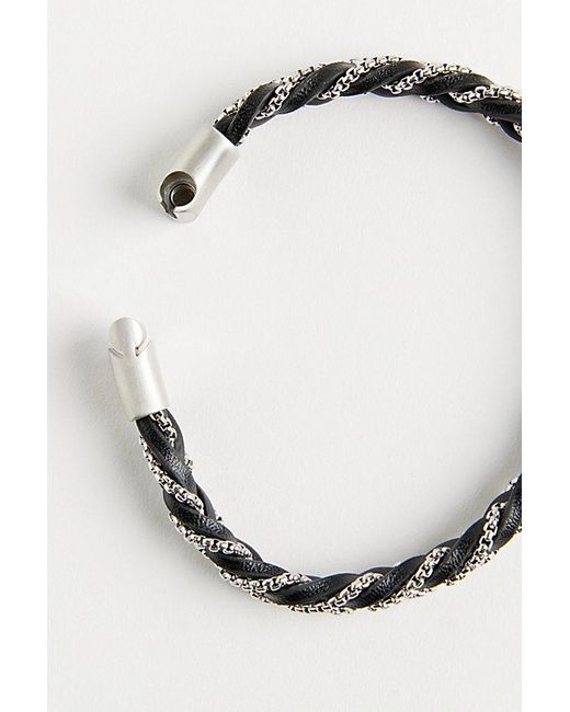 Urban Outfitters Black Braided Leather & Stainless Steel Bracelet for men