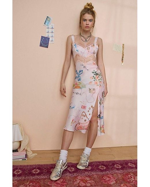 Kimchi Blue Liz Lace Trim Satin Slip Midi Dress in Gray | Lyst Kimchi Blue Liz Lace Trim Satin Slip Midi Dress in Gray | Lyst