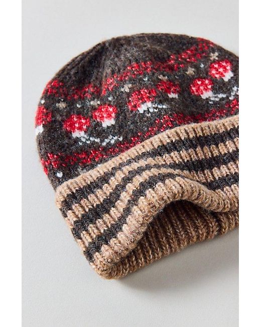 Urban Outfitters Brown Mushroom Pattern Beanie