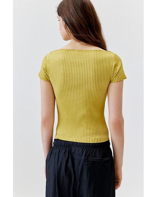 Urban Outfitters Yellow Star Washed Out Boatneck Baby Tee