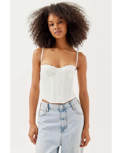 Out From Under Modern Love Eyelet Corset In White,at Urban Outfitters