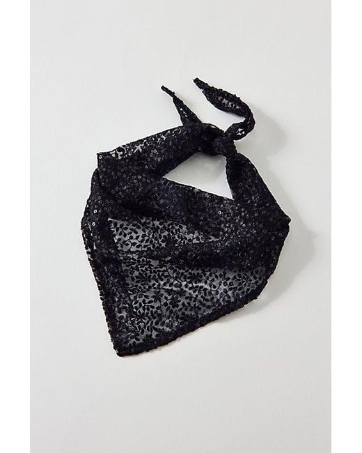 Urban Outfitters Black Embellished Lace Headscarf