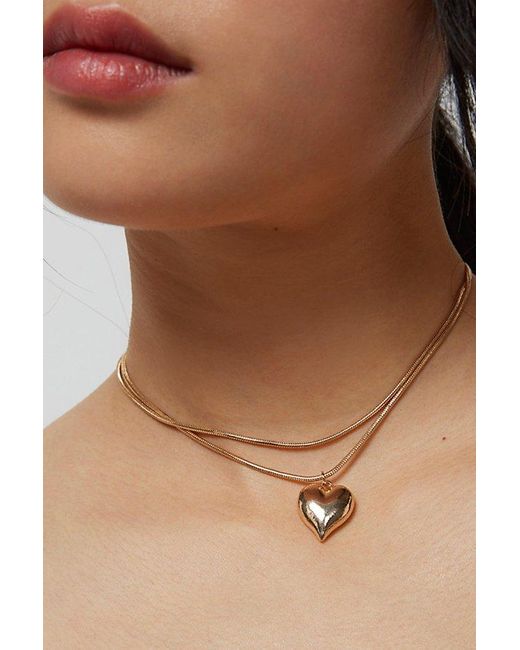 Urban Outfitters Brown Delicate Heart Charm Necklace
