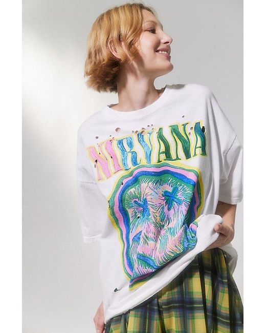 Urban Outfitters Green Nirvana Distressed T-Shirt Dress