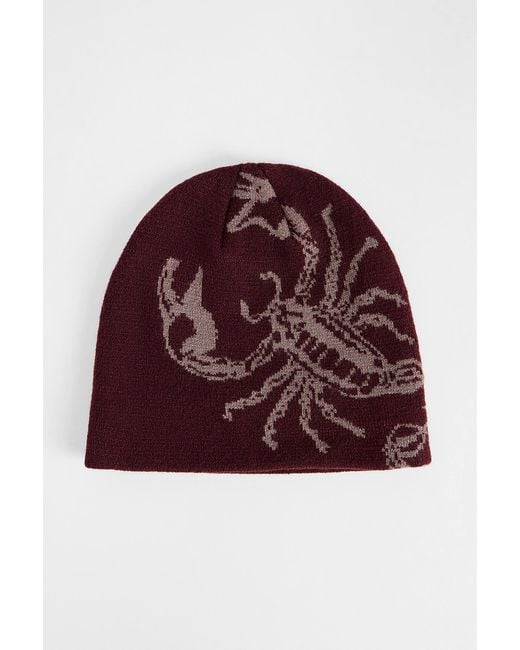 Urban Outfitters Red Uo Scorpion Skull Beanie for men