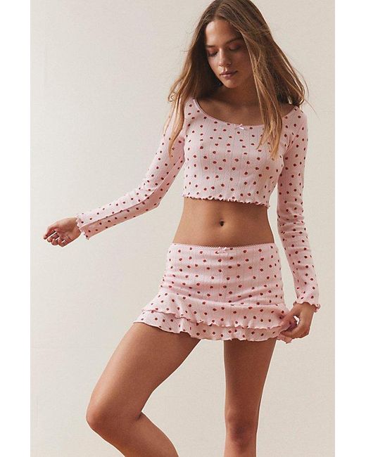 Out From Under Pink Sleepless Nights Low-Rise Pointelle Mini Skort