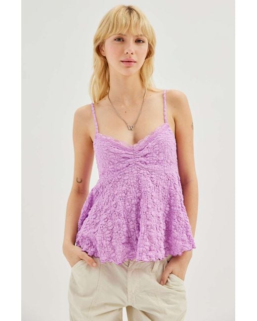 Urban Outfitters Uo Maggie Lace Babydoll Cami In Purple At