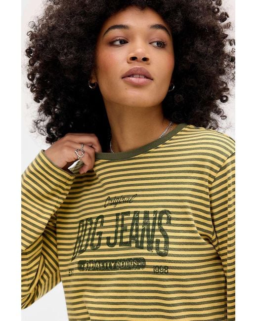BDG Yellow Stripe Long Sleeve Relaxed T-shirt