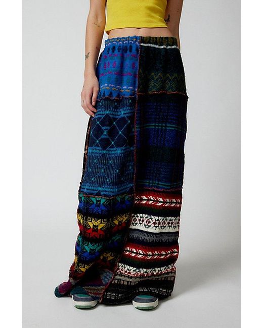 Urban Renewal Blue Re/Creative Remade Patterned Sweater Maxi Skirt