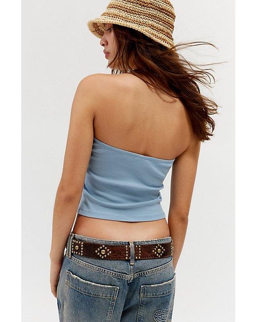 Urban Outfitters Blue Bon Appetit Embroidered Tube Top