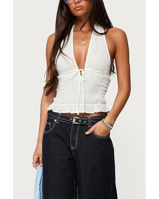 Edikted White Larissa Scrunch Halter Top