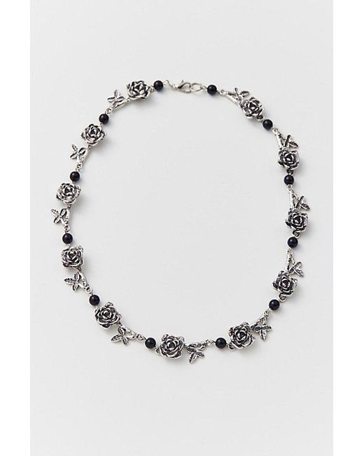 Urban Outfitters Metallic Eternal Rose Necklace for men