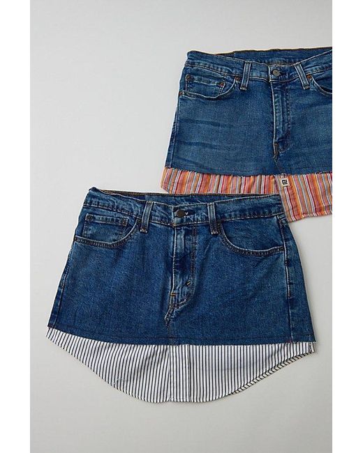 Urban Renewal Multicolor Remade Denim & Stripe Mini Skirt
