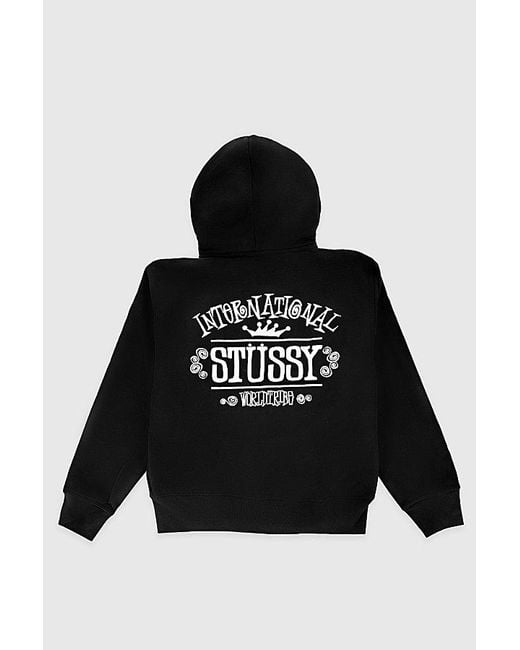 Stussy Black Worldwide Zip Hoodie for men