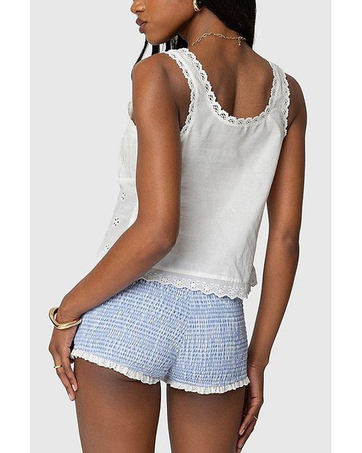 Edikted White Fiore Eyelet Tie Front Top