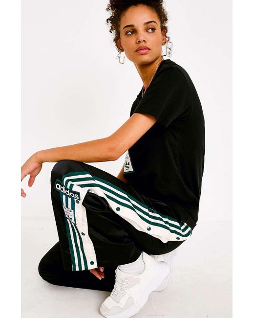 Adidas Originals Adibreak 3-stripe Black And Green Popper Track Pants