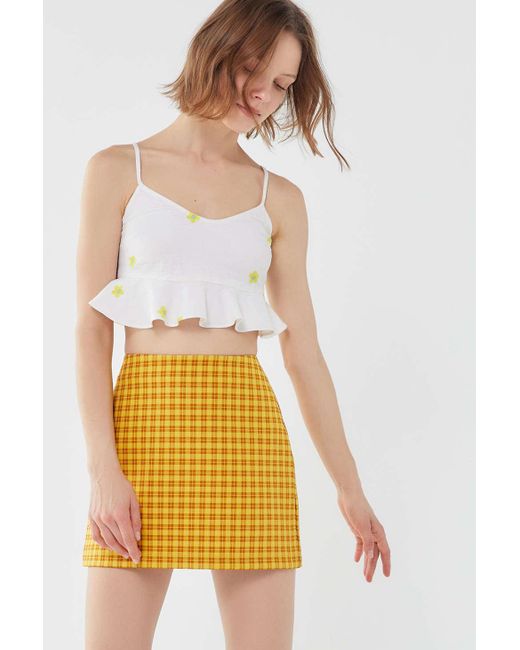 Urban Outfitters Uo Gretchen Plaid Mini Skirt in Yellow Lyst