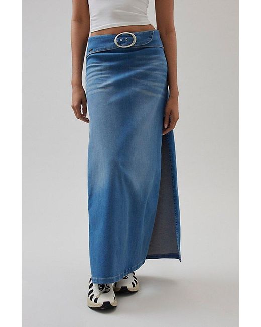 BDG Blue Missy Low-Rise Denim Maxi Skirt