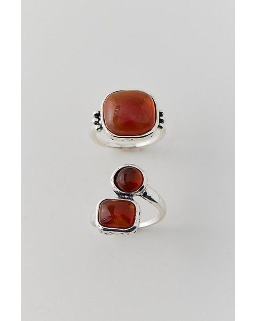 Urban Outfitters Red Cristos Stone Ring Set for men