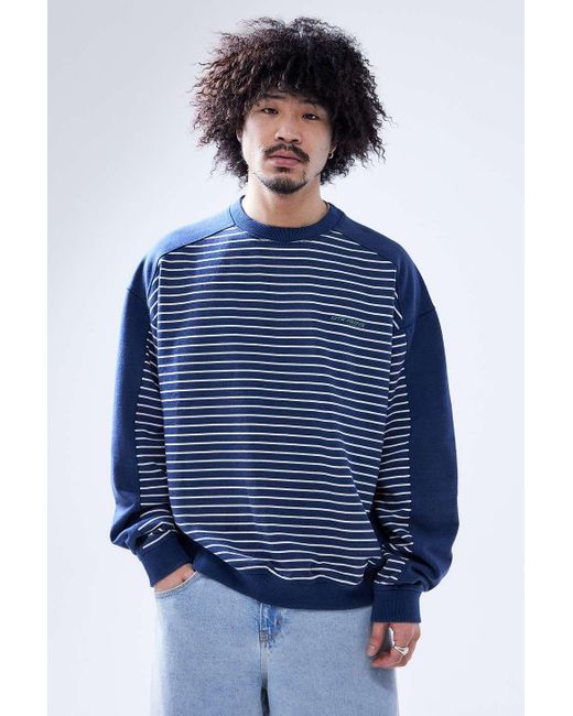 iets frans Blue Navy Stripe Panel Sweatshirt for men
