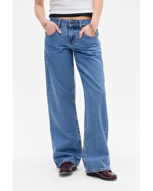 Motel Blue Low Rise Parallel Wide Leg Jeans