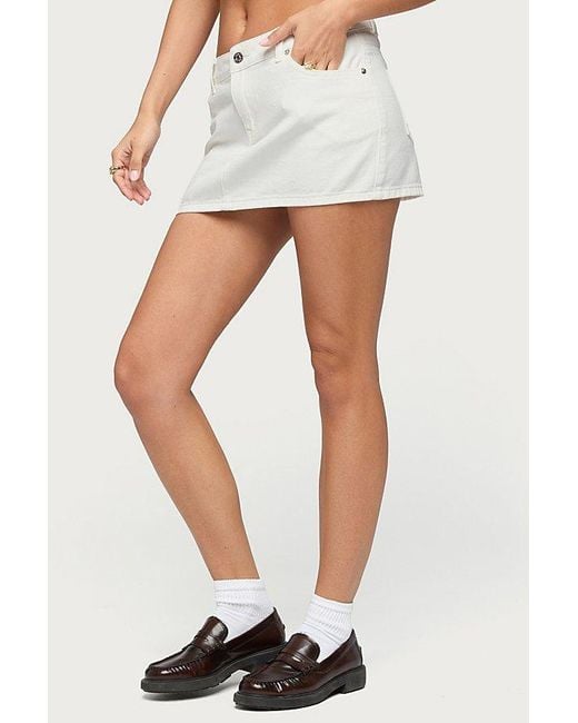 Edikted White Spencer Low Rise Denim Micro Skirt