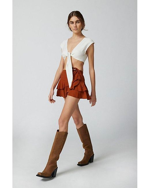 Urban Outfitters Brown Uo Tied Up Cropped Top