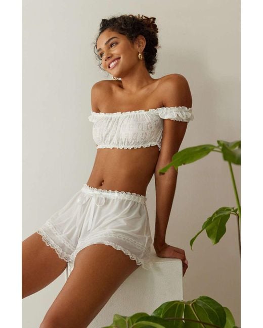 Out From Under Natural Jadore Lace-trim Short In Ivory,at Urban Outfitters