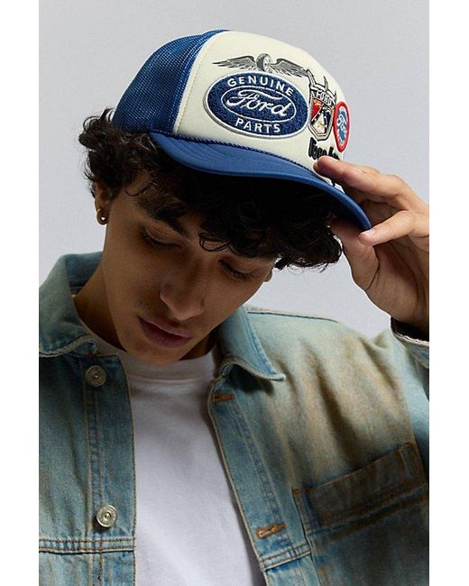 American Needle Blue Ford Multi Patch Trucker Hat for men