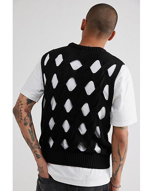Urban Outfitters Black Uo Open Party Vest Jacket for men