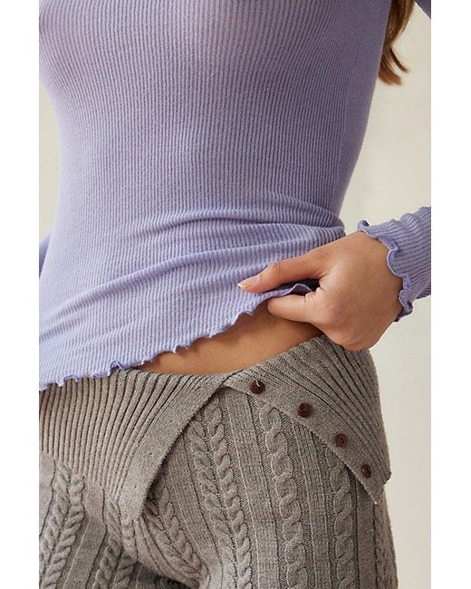 Out From Under Purple Libby Ribbed Lightweight Long Sleeve Top