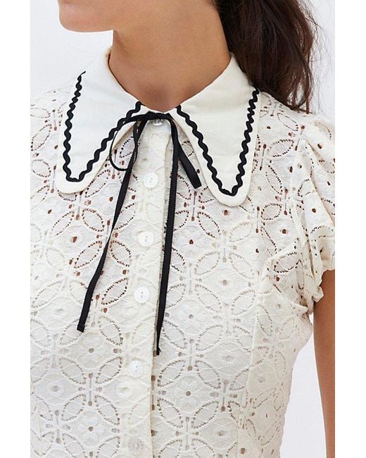 Kimchi Blue Kimchi Aubrey Lace Collared Dress in White | Lyst