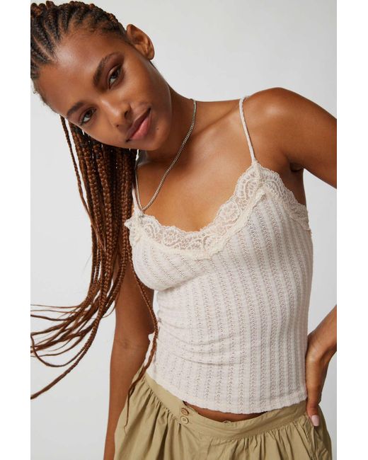 Out From Under Brown Lana Lace-trim Cami In Ivory,at Urban Outfitters