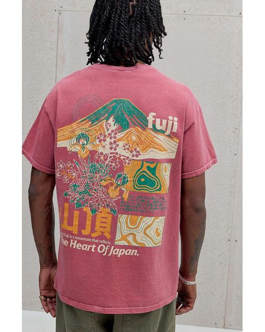 Urban Outfitters Pink Uo Red Mount Fuji T-shirt for men