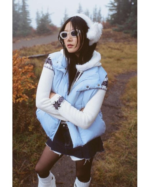 BDG Blue Pia Puffer Vest Jacket In Sky,at Urban Outfitters