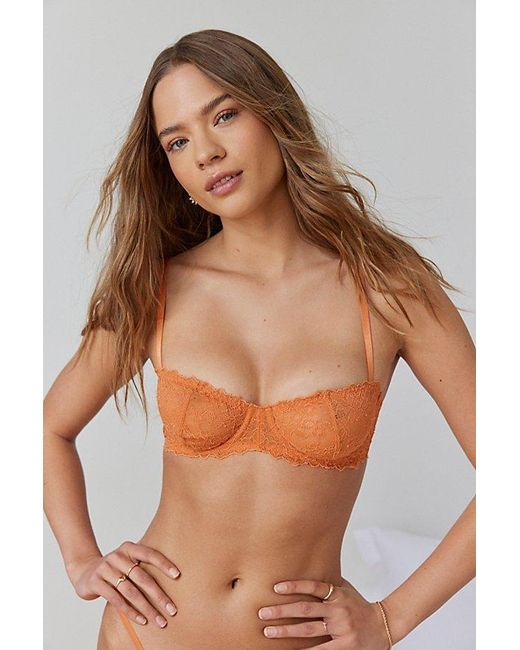 Out From Under Brown Chantilly Lace Balconette Bra