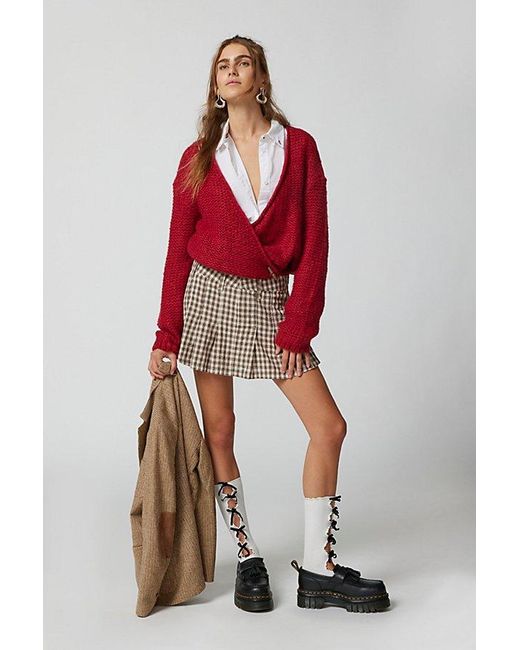 Urban Outfitters Red Uo Stevie Wrap Cardigan