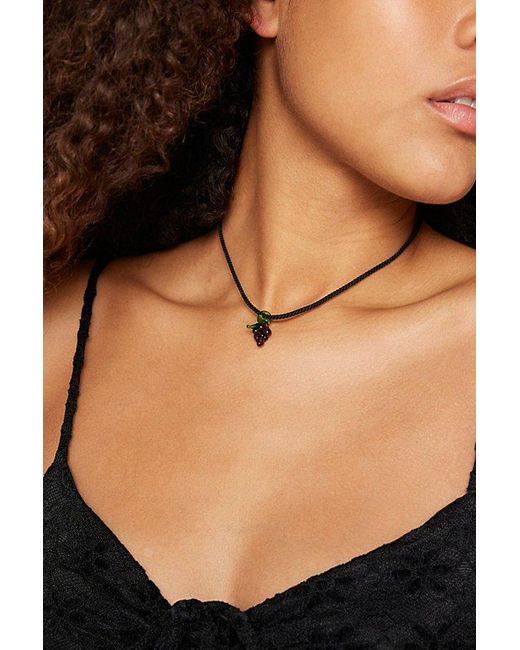 Urban Outfitters Black Glass Grape Corded Necklace