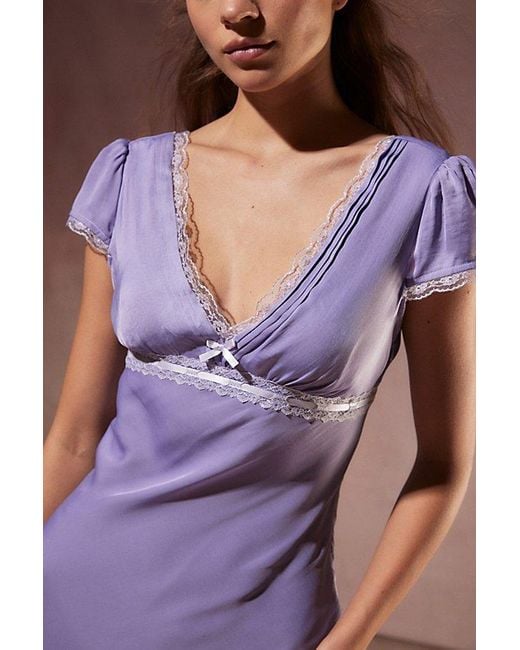 Kimchi Blue Purple Kimchi Cora Lace-Trim Asymmetrical Midi Dress