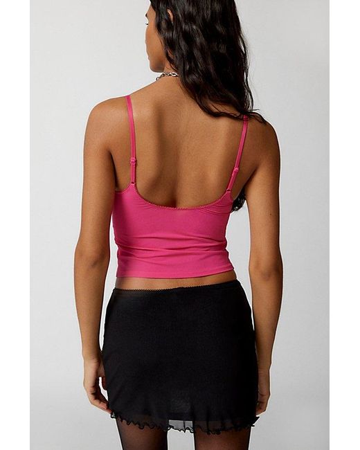 Out From Under Red Je T'Aime Mesh V-Neck Cropped Cami
