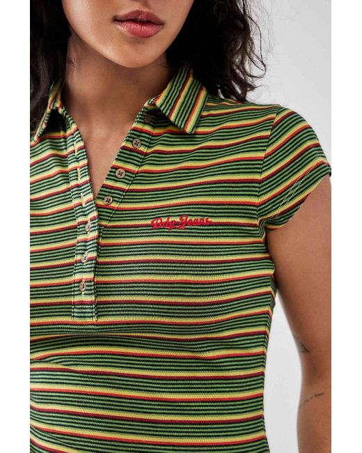 BDG Green Feeder Stripe Polo Shirt