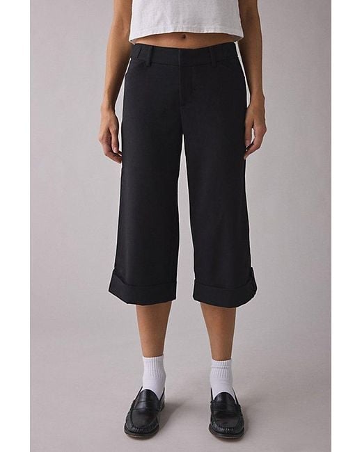 Kimchi Blue Black Office Siren Low-Rise Wide Leg Cropped Pant